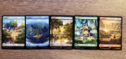 Magic The Gathering-Final Fantasy Chocobo Track Stamped Foil Lands Set Of 5 NM? - Image 1