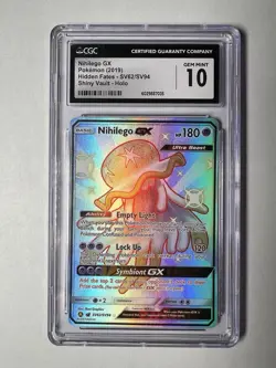 Pokemon TCG Nihilego GX Hidden Fates Full Art Shiny SV62/SV94 CGC 10 Gem Mint - Image 1