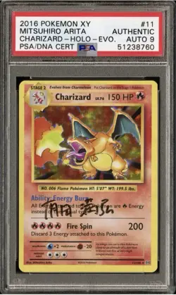 2016 POKEMON XY EVOLUTIONS #11 CHARIZARD HOLO MITSUHIRO ARITA PSA AUTH AUTO 9 - Image 1