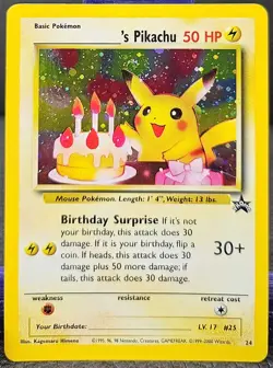 2000 POKEMON PROMO BLACK STAR #24 BIRTHDAY _______'s PIKACHU-HOLO (LP) - Image 1