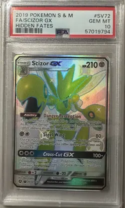 2019 Pokemon Shiny Scizor GX Sun & Moon Hidden Fates PSA 10 - Image 1