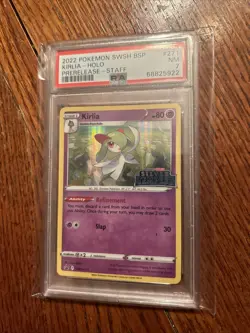 2022 Pokemon Silver Tempest Black Star Promo STAFF #271 PSA 7 Graded KIRLIA - Image 1