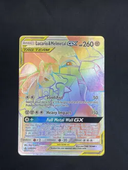 Lucario & Melmetal GX Rainbow Secret Rare #224/214 Pokemon Unbroken Bonds - Image 1