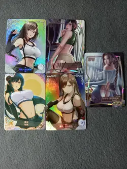 Bundle 5 cards Yuffie Tifa Lockhart Final Fantasy Goddess Story waifu anime card - Image 1