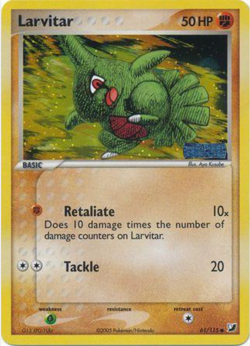 Larvitar 61/115 EX Unseen Forces Reverse Holo Rare Stamped Pokemon Card - Image 1