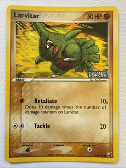 Larvitar 61/115 EX Unseen Forces Reverse Holo Rare Stamped Pokemon Card - Image 2
