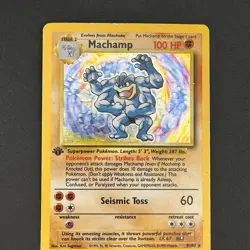 Pokemon Machamp 008/102 1st Edition Holo Card - Image 1
