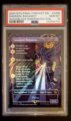 MTG Final Fantasy Summon Bahamut Woodblock Borderless Foil PSA 10 - Image 1