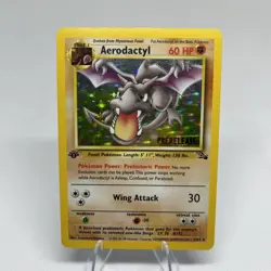 Pokemon Card Aerodactyl 1/62 Fossil Holo Rare 1st Edition Prerelease Stamp - Image 1