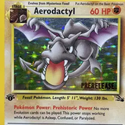 Pokemon Card Aerodactyl 1/62 Fossil Holo Rare 1st Edition Prerelease Stamp - Image 2