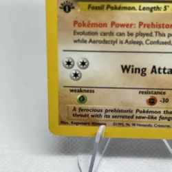 Pokemon Card Aerodactyl 1/62 Fossil Holo Rare 1st Edition Prerelease Stamp - Image 3