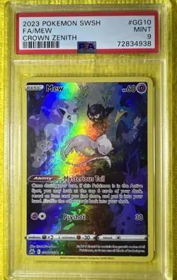 Pokemon TCG 2023 Pokemon SWSH Crown Zenith #GG10 Fa/Mew PSA 9 - Image 1
