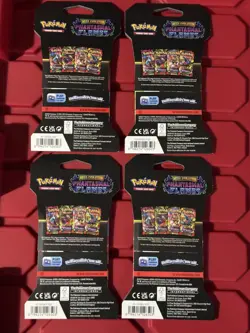 Pokemon Mega Evolution Phantasmal Flames Sleeved Pack Art Set Sealed 4 Packs - Image 2