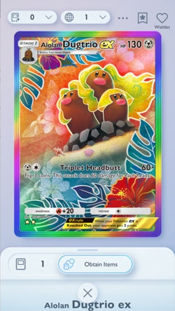 Alolan Dugtrio Rainbow Rare 2?, Pokemon TCG Pocket, Extradimentional, English - Image 1