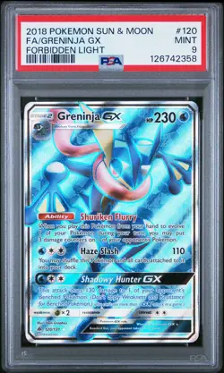 2018 POKEMON SUN & MOON FORBIDDEN LIGHT #120 FULL ART/GRENINJA GX PSA 9 - Image 1