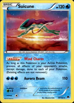 Pokemon TCG Suicune 30/122 XY Breakpoint Holo Rare LP - Image 1