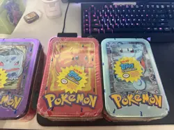 RARE Topps Pokemon Cards Set Factory Sealed Tins, TV Edition 1999 Pikachu - Image 1