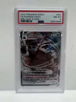 Pokemon TCG Aggron Vmax Brilliant Stars Holo PSA Graded 8 Card - Image 1