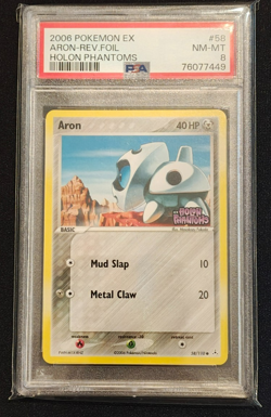 PSA 8 NM-MT Graded 2006 Aron 58/110 Holon Phantoms Reverse Holo Pokemon Ex Card - Image 1