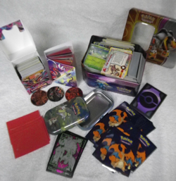 Mixed Pokemon Card lot VMAX Holo VStar V GX loose cards in tin Collector - Image 1