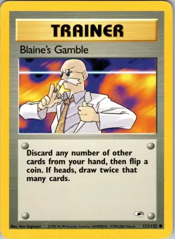 Pokemon TCG Blaine's Gamble Gym Heroes 121/132 Unlimited Common Card WOTC LP-NM - Image 1