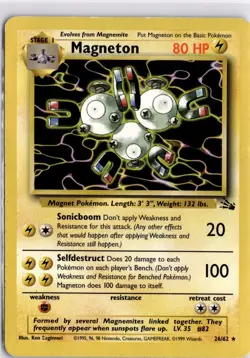 Pokemon TCG Magneton Fossil 26/62 Regular Rare Trading Card TCG - Image 3