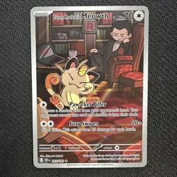 Team Rocket's Meowth 203/182 Illustration Rare Pokemon TCG Destined Rivals Sv10 - Image 1