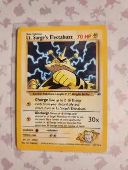 Lt. Surge's Electabuzz 006/132 Holo Gym Heroes Unlimited Pokemon TCG - Image 1