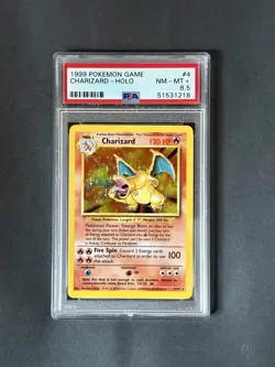 PSA 8.5 1999 Pokemon Base Set Charizard Holo 4/102 Unlimited Rare Half Grade - Image 1