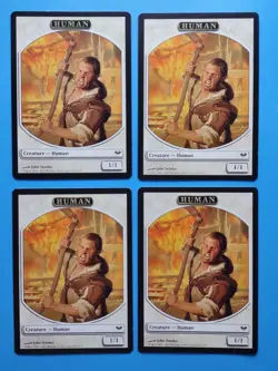 MTG 4x Human Token x4 LP Dark Ascension Magic Playset White 1/1 - Image 1