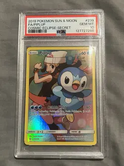 2019 Pokemon Sun & Moon Cosmic Eclipse Secret #239 Full Art / Piplup PSA 10 - Image 1