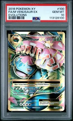 2016 POKEMON XY EVOLUTIONS #100 FULL ART/M VENUSAUR EX PSA 10 - Image 1