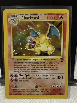 Pokemon TCG Charizard Base Set 2 Holo Rare Card 4/130 LP Condition SWIRL - Image 1