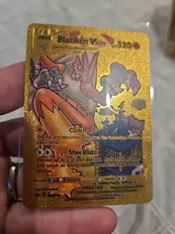 Pokemon Blaziken Vmax Vinyl Gold Foil Fan Art Textured Collector Card 200/198 - Image 3