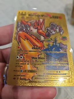 Pokemon Blaziken Vmax Vinyl Gold Foil Fan Art Textured Collector Card 200/198 - Image 4