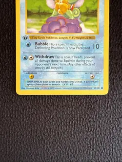 Squirtle 1st Edition Base Set Shadowless 63/102 1999 Pokemon - Image 2