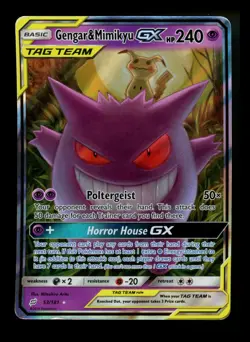 Gengar & Mimikyu GX 53/181 Team Up 2019 Tag Team Holo Rare Pokemon Card TCG - Image 1