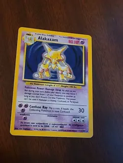 1999 Pokemon TCG Alakazam Base Set Holo Unlimited Rare Card 1/102 - Image 1