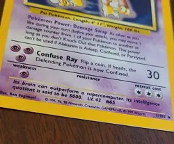 1999 Pokemon TCG Alakazam Base Set Holo Unlimited Rare Card 1/102 - Image 2