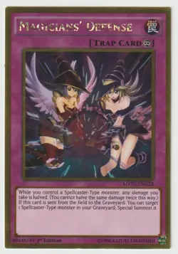YuGiOh! Magicians' Defense MVP1-ENG28 Gold Rare 1st Edition NM SHIPS TOP LOADED! - Image 1
