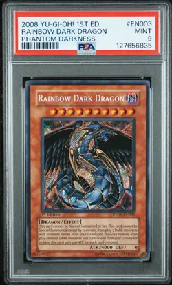2008 Yu-Gi-Oh! Rainbow Dark Dragon Phantom Darkness PTDN 1st Edition Secret PSA9 - Image 1