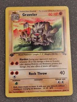 Pokemon 1st Edition Fossil Geodude 47/62, Graveler 37/62 (2 Card Set) - Image 2