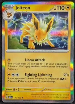 Jolteon 2023 Scarlet & Violet 151 Holo Rare Pokemon Card 135/165 (NM) - Image 1