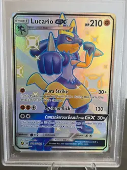 Lucario GX SV64/SV94 Hidden Fates Full Art Rare PSA 10 Gem Mint Pokemon Card - Image 2