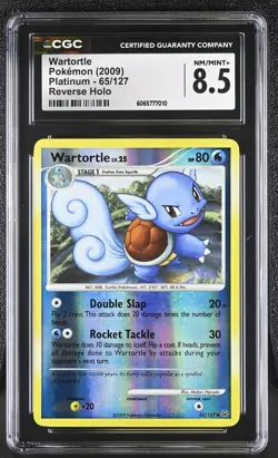 CGC 8.5 Wartortle 65/127 Reverse Holo Platinum Pokemon Card - Image 1