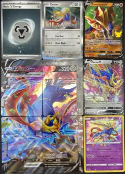 9x Pokemon Cards Zacian Zamazenta Lot - Amazing Rare V-Union Promo Stamped TCG - Image 1