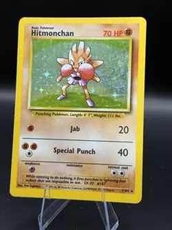 Hitmonchan 7/102 Base Set Unlimited 1999 Pokemon Card Holo Rare LP - Image 1