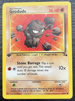 Geodude 1st Edition 47/62 Pokemon TCG Common Fossil Near Mint - Image 1