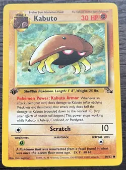 1st Edition Kabuto 50/62 Pokemon TCG WOTC Base Set Fossil MINT - Image 1
