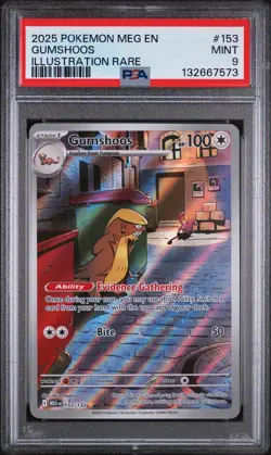 2025 POKEMON MEG EN-MEGA EVOLUTION ILLUSTRATION RARE #153 GUMSHOOS PSA 9 - Image 1